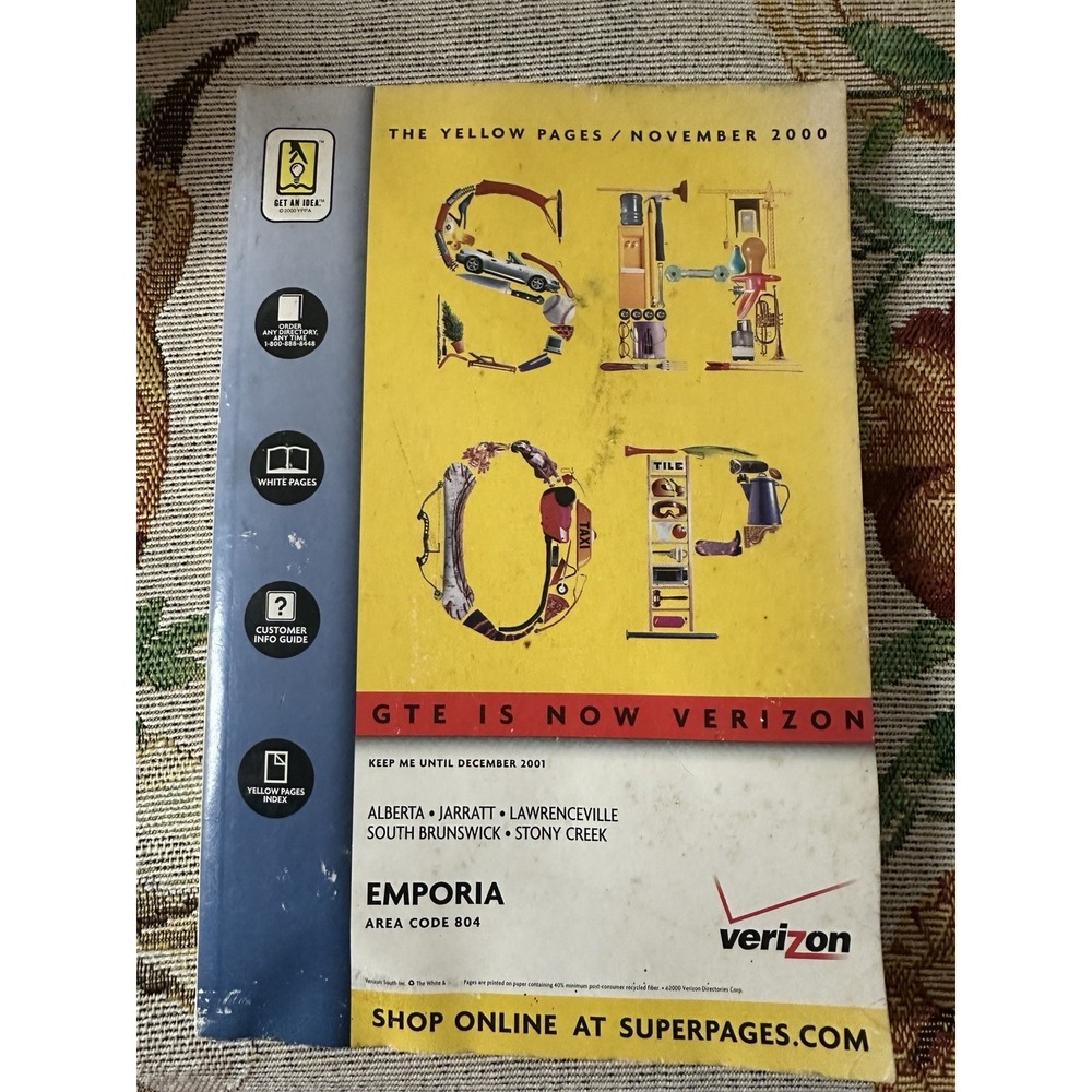 Verizon Super Pages Phone Directory 2000 Emporia Virginia VTG Telephone # Book